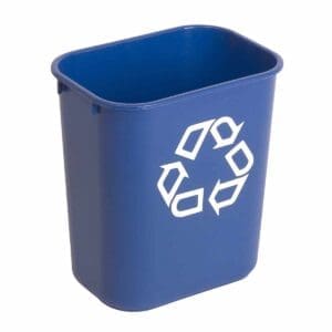 Rechthoekige afvalbak 12,9 liter blauw, recyclingsymbool - VB 002955