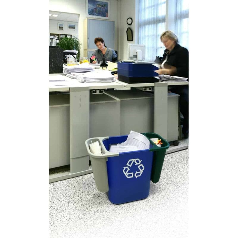Rechthoekige afvalbak 12,9 liter blauw, recyclingsymbool - VB 002955 - Afbeelding 3