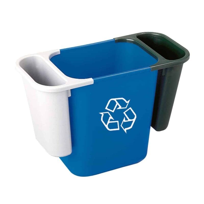 Rechthoekige afvalbak 26,6 liter blauw, recyclingsymbool - VB 002956 - Afbeelding 2