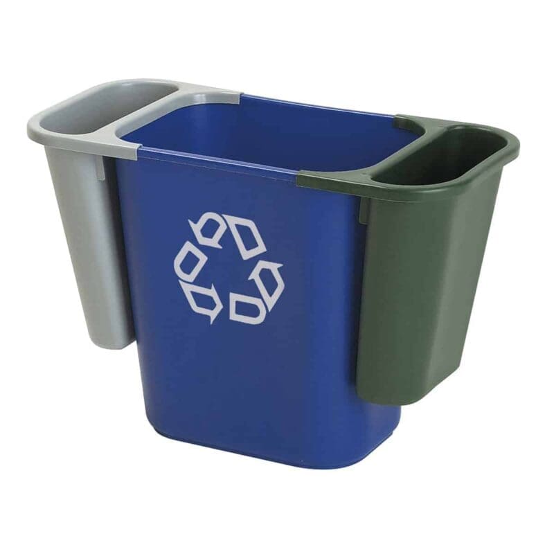 Rechthoekige afvalbak 26,6 liter blauw, recyclingsymbool - VB 002956 - Afbeelding 3