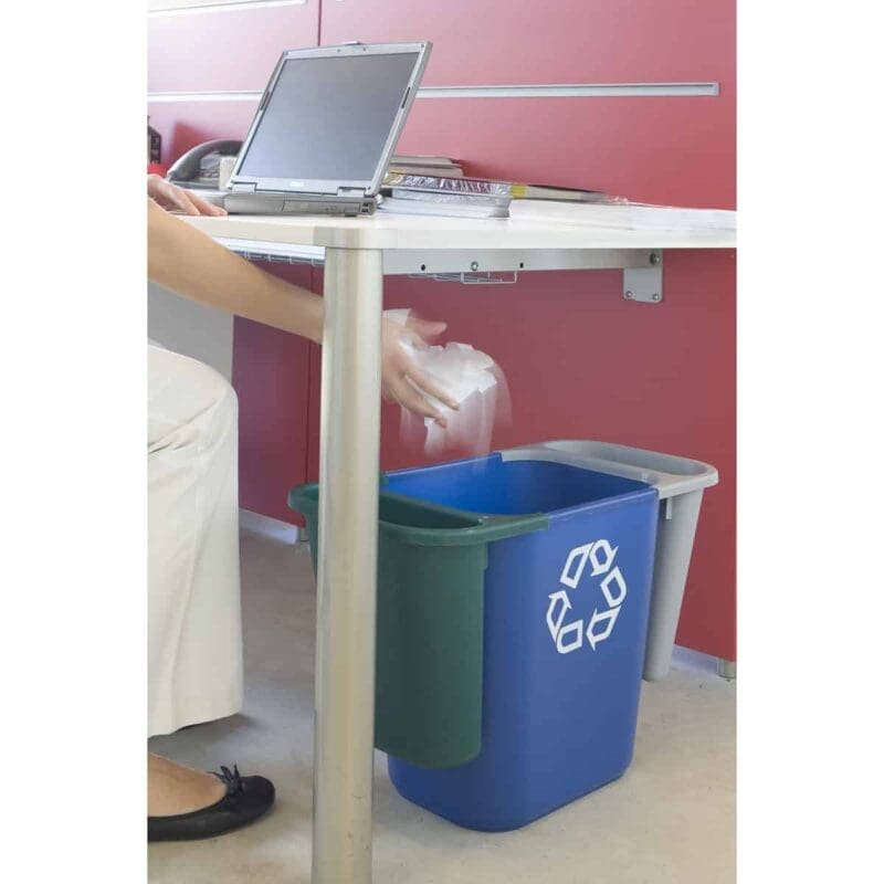 Rechthoekige afvalbak 26,6 liter blauw, recyclingsymbool - VB 002956 - Afbeelding 6