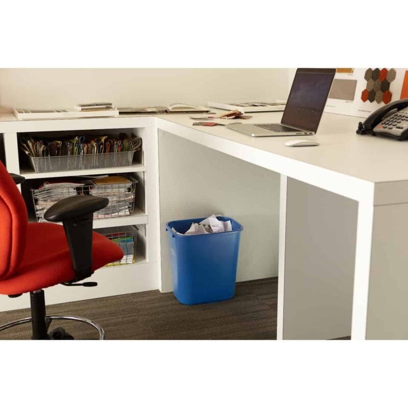Rechthoekige afvalbak 26,6 liter blauw, recyclingsymbool - VB 002956 - Afbeelding 7