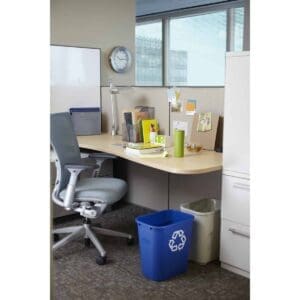 Rechthoekige afvalbak 26,6 liter blauw, recyclingsymbool - VB 002956 - Afbeelding 9
