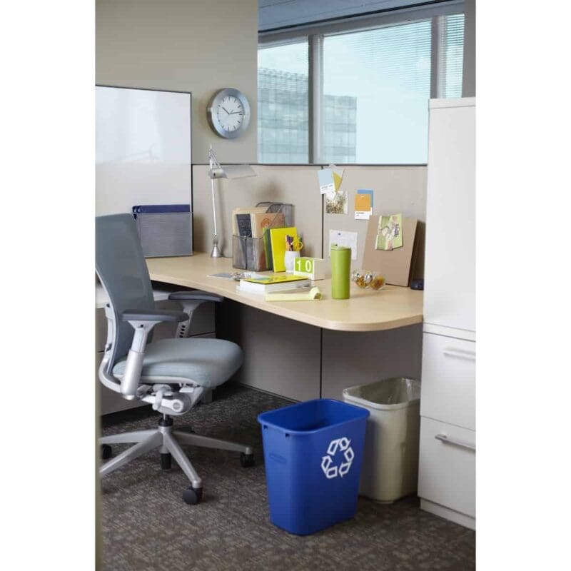 Rechthoekige afvalbak 26,6 liter blauw, recyclingsymbool - VB 002956 - Afbeelding 9
