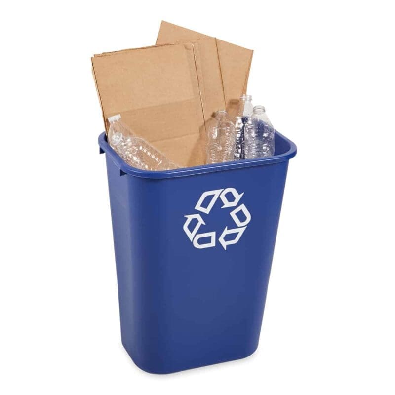 Rechthoekige afvalbak 39 liter blauw, recyclingsymbool - VB 002957 - Afbeelding 2
