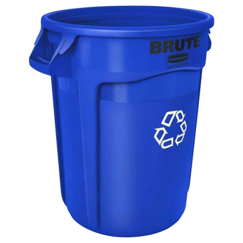 Ronde Brute container 121,1 liter blauw, recyclingsymbool - VB 002632