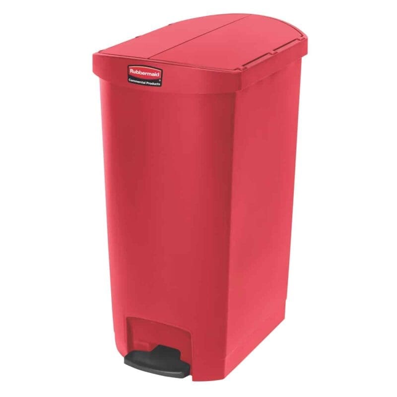 Rubbermaid Slim Jim Step On container End Step kunststof 68L Rood - VB 224139