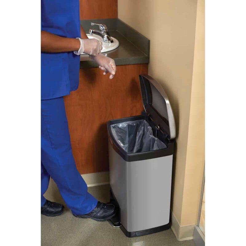 Slim Jim Step On container Front Step RVS 50 liter mat RVS, zwart - VB 224658 - Afbeelding 4