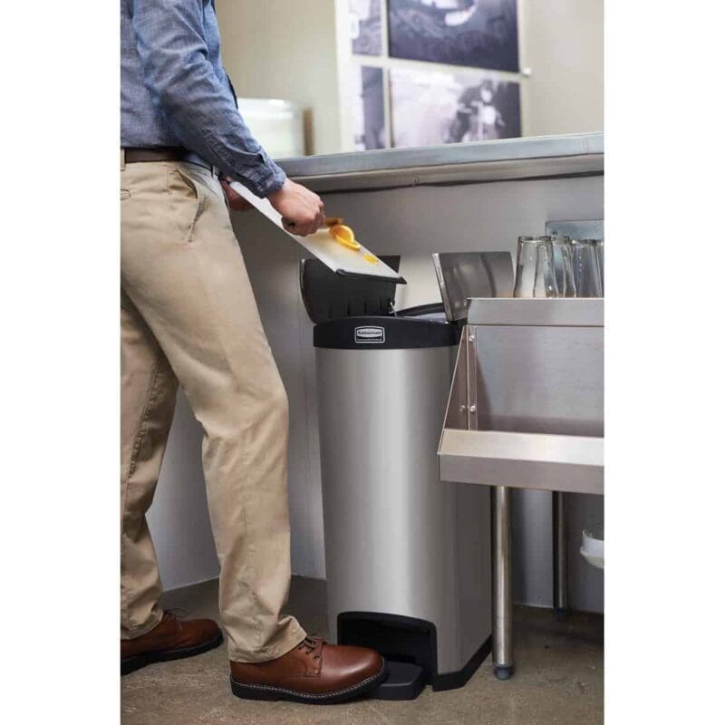 Slim Jim Step On container End Step RVS 50 liter mat RVS, zwart - VB 224672 - Afbeelding 6