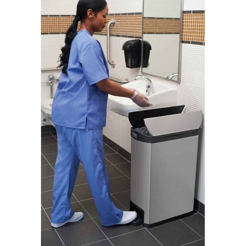 Slim Jim Step On container End Step RVS 50 liter mat RVS, zwart - VB 224672 - Afbeelding 10