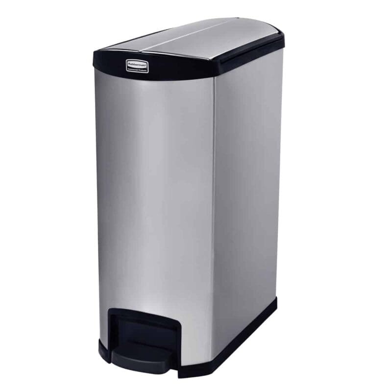 Rubbermaid Slim Jim Step On container End Step 90L RVS/zwart – 224702