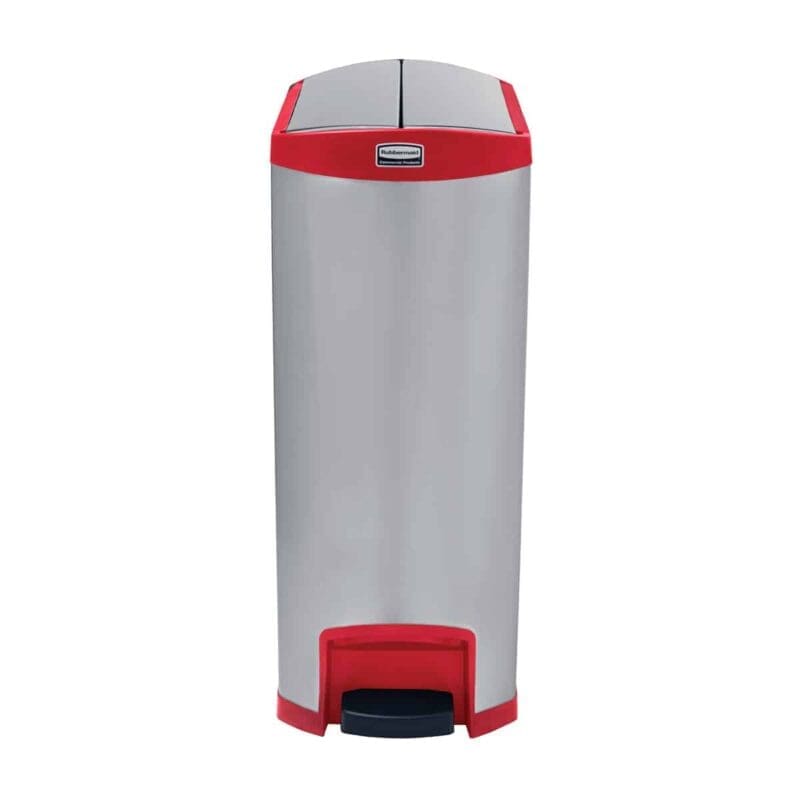 Rubbermaid Slim Jim Step On container End Step 90L RVS/rood - 224771 - Afbeelding 2
