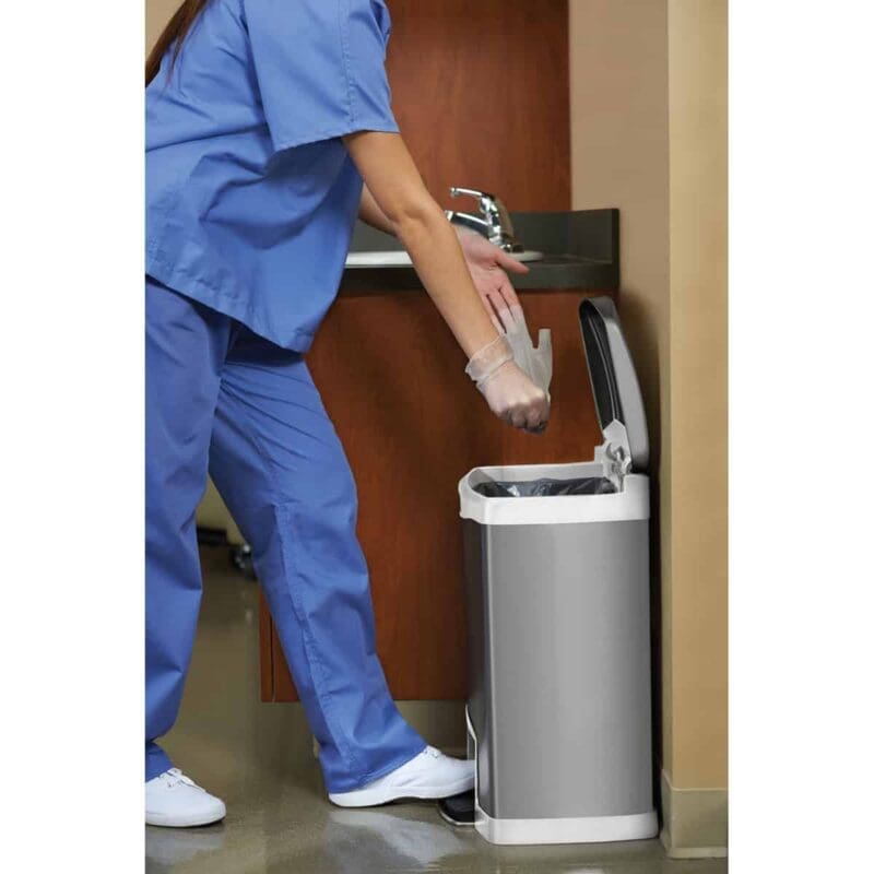 Slim Jim Step On container Front Step RVS 30 liter mat RVS, wit - VB 224795 - Afbeelding 4