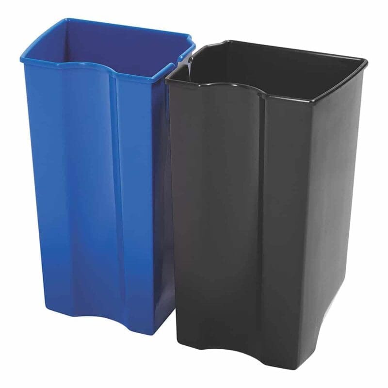 Recycling binnenbakken 2x15 liter Front Step RVS zwart, blauw - VB 224979