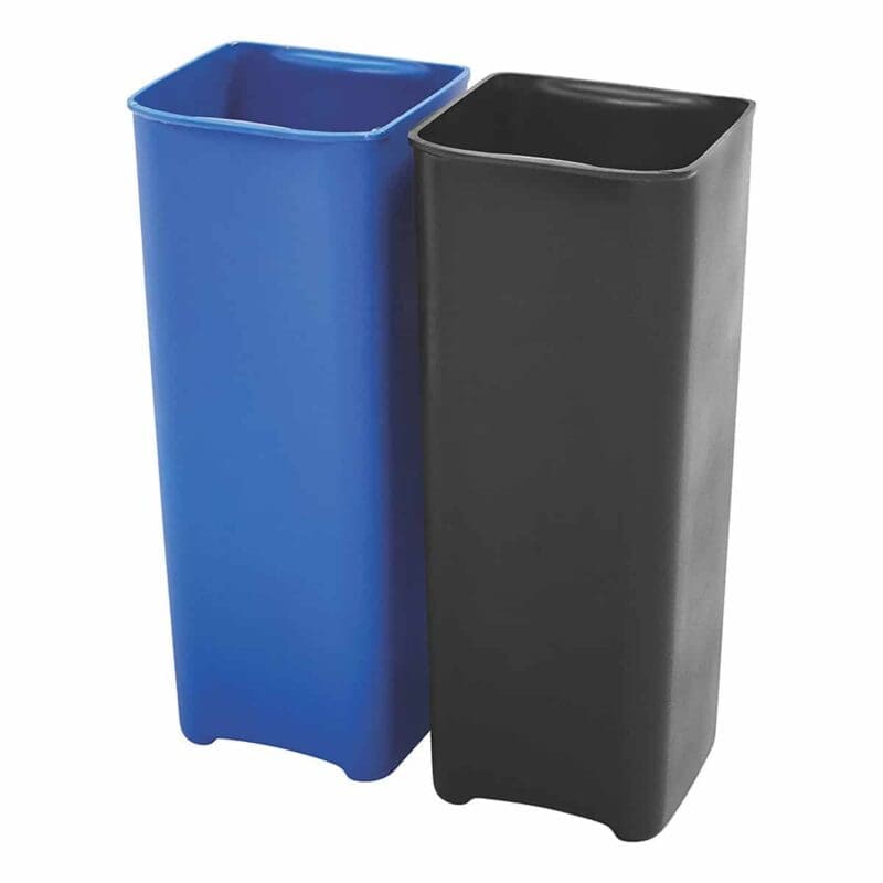 Recycling binnenbakken 2x15 liter End Step RVS zwart, blauw - VB 225006