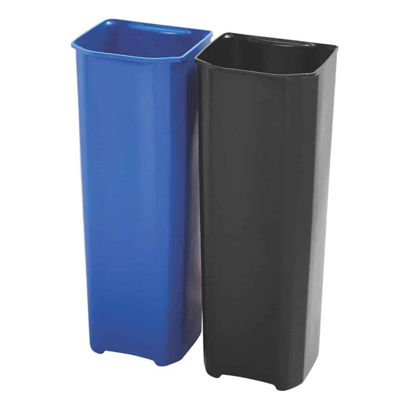 Recycling binnenbakken 2x25 liter End Step RVS zwart, blauw - VB 225013