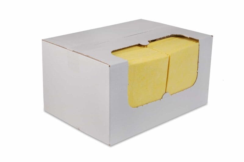 Reinigingsdoek 135gr/m2 non-woven (in dispenserdoos) geel 100/ds – 2035011