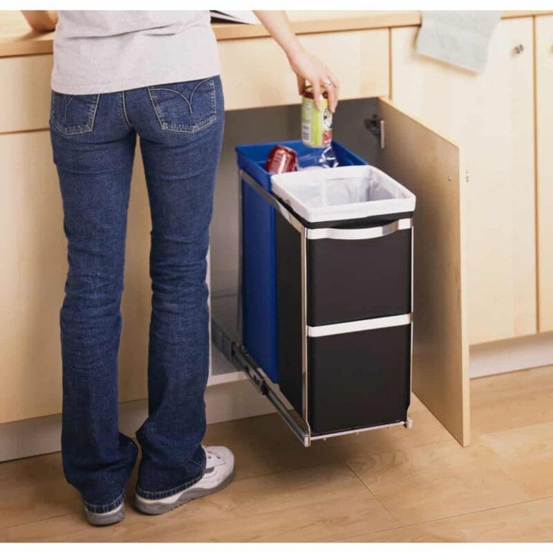 Pull-out Recycler Bin 20+15 liter chroom, zwart, blauw - VB 006963 - Afbeelding 3