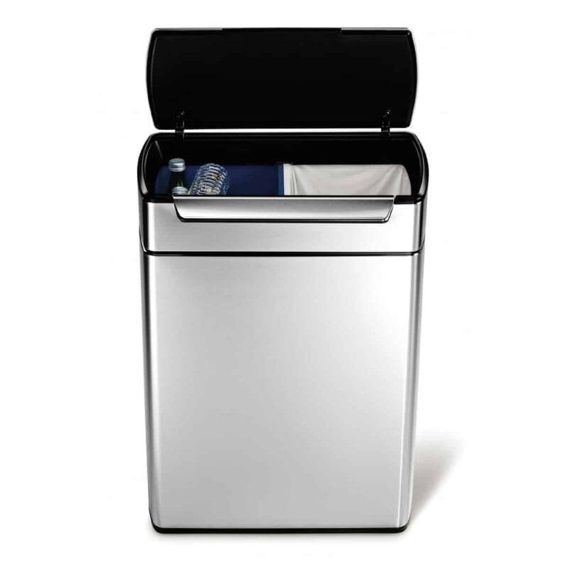 Rectangular Touch-Bar Bin 2x24 liter mat RVS - VB 015835