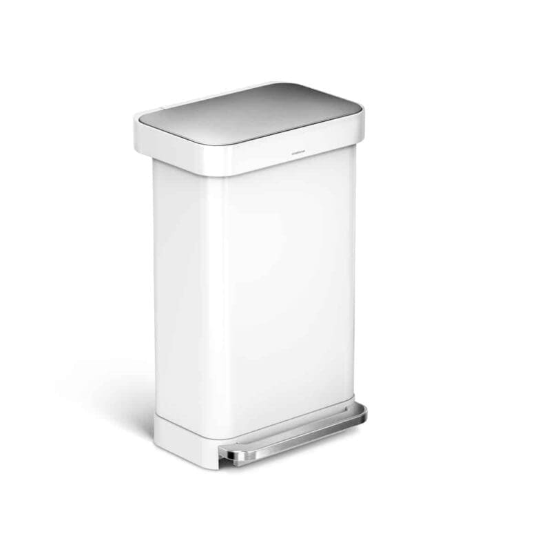 Pedaalemmer Rectangular met Liner Pocket 45 liter wit RVS - VB 018140