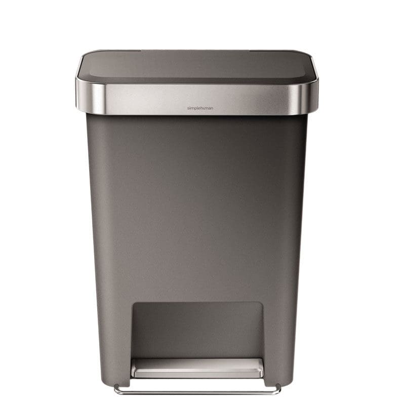Pedaalemmer Rectangular Kunststof met Liner Pocket 45 liter grijs, RVS - VB 018348