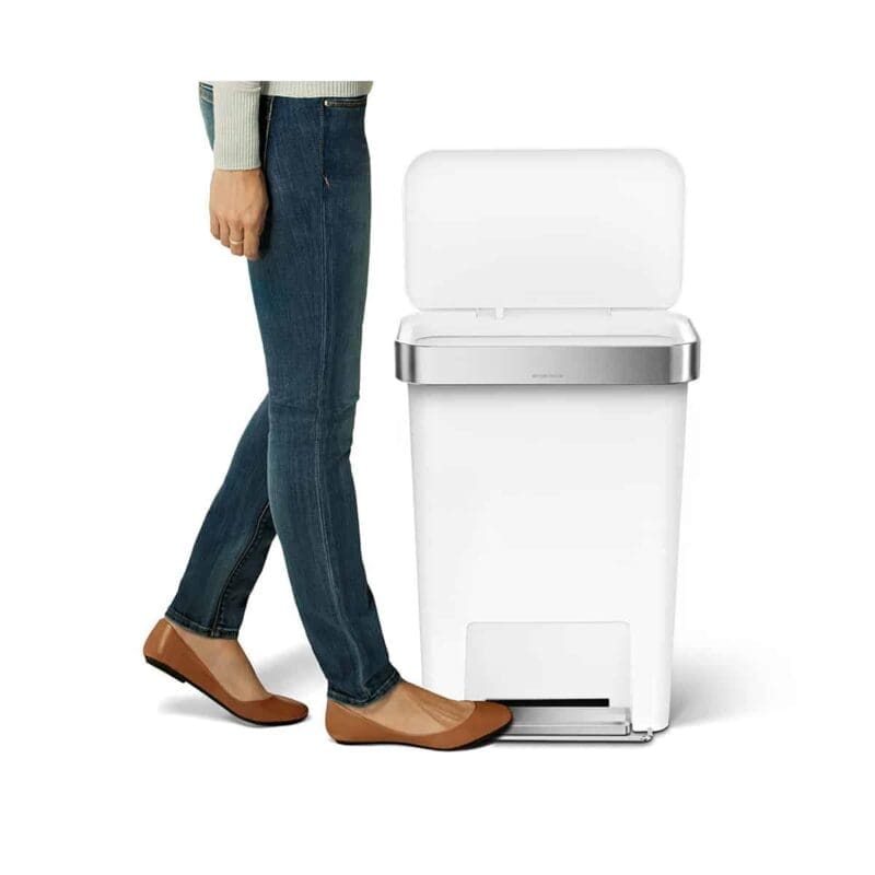 Pedaalemmer Rectangular Kunststof met Liner Pocket 45 liter wit, RVS - VB 018355 - Afbeelding 2