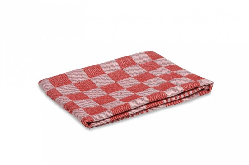 Theedoek geblokt 100% katoen 70x70cm rood/wit 6 stuks - 11004502