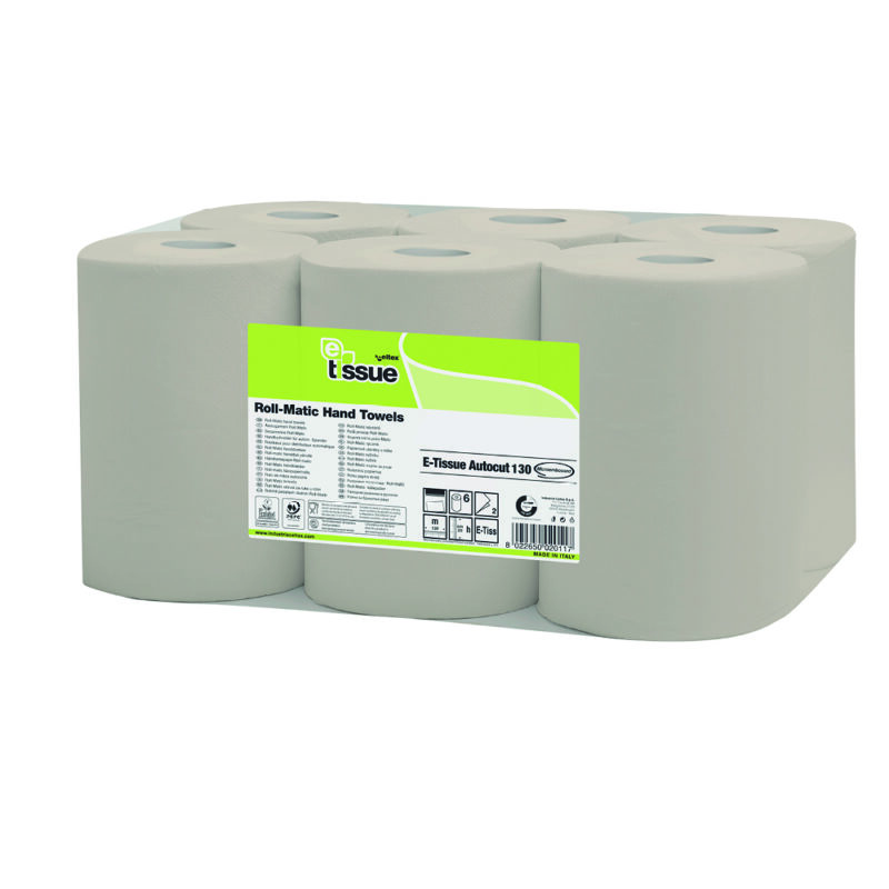 E-Tissue Handdoekrol Mini Matic 2-laags 130mx20cm 6rol/pak - 127315