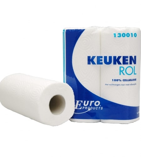 Keukenrol Euro Cellulose 2-laags 32 rollen a 50vel  wit - 130010
