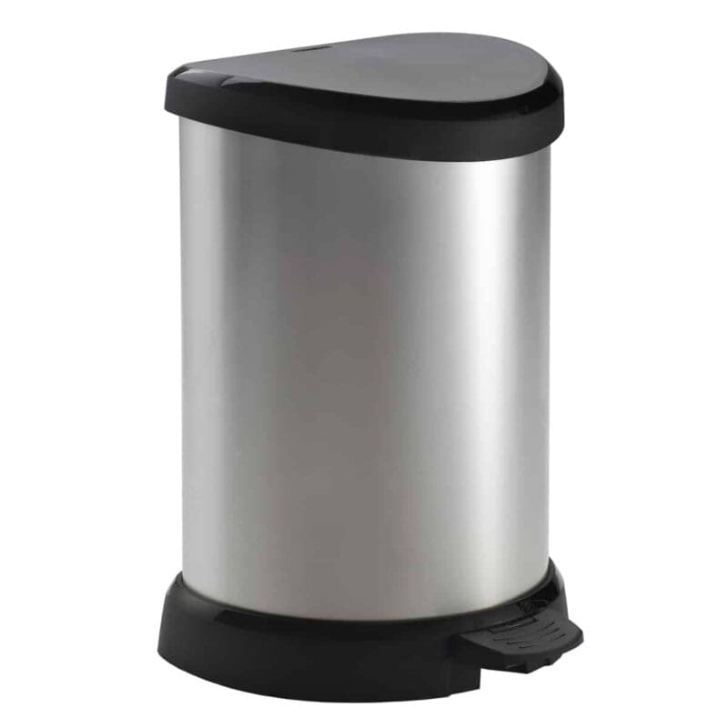 Pedaalemmer Decobin 15 liter zilver, zwart - VB 120005