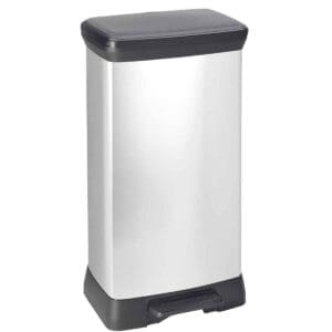 Rechthoekige pedaalemmer Decobin 50 liter zilver, zwart - VB 162005