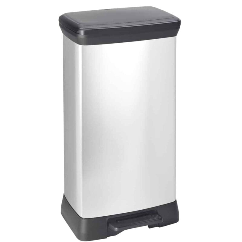 Rechthoekige pedaalemmer Decobin 50 liter zilver, zwart - VB 162005