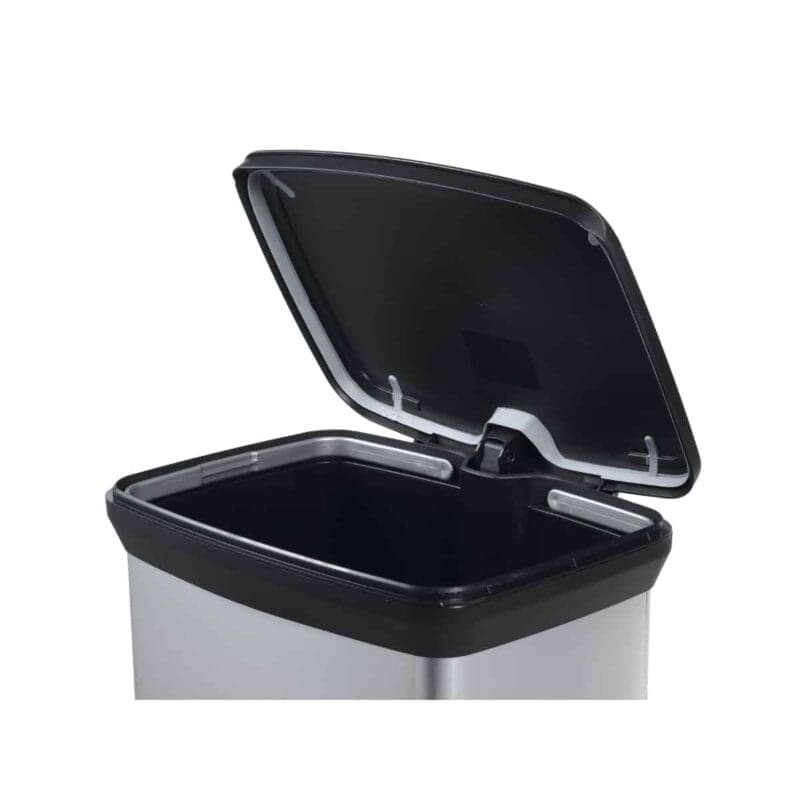 Rechthoekige pedaalemmer Decobin 50 liter zilver, zwart - VB 162005 - Afbeelding 2