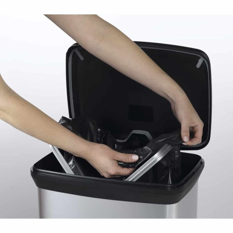 Rechthoekige pedaalemmer Decobin 50 liter zilver, zwart - VB 162005 - Afbeelding 5
