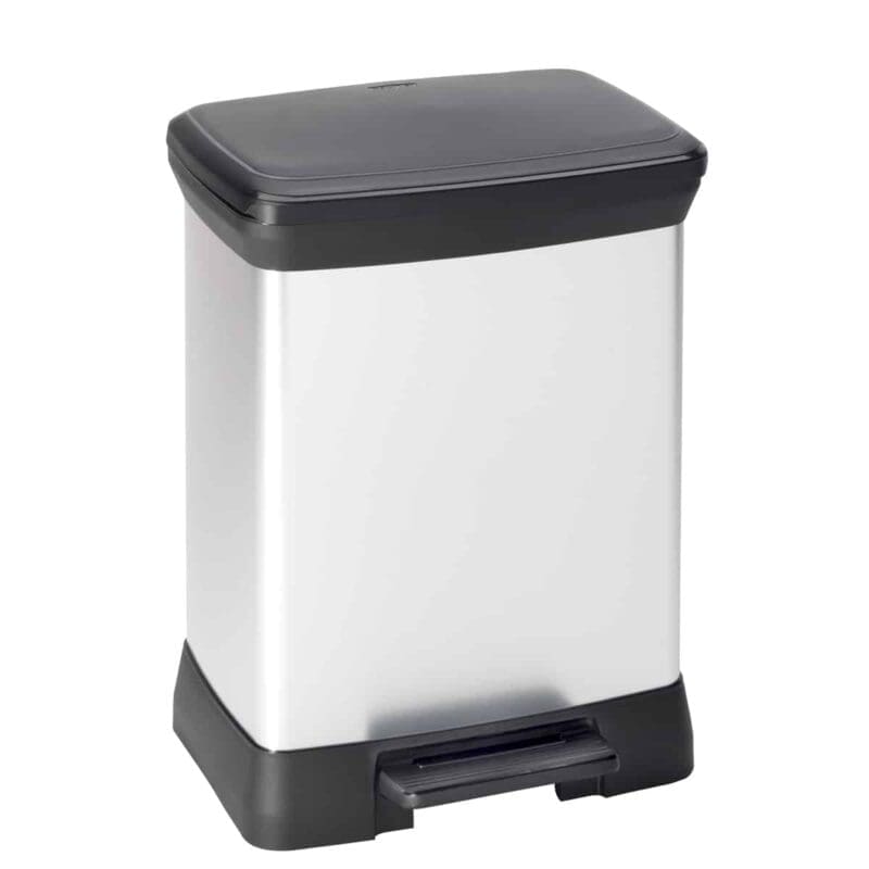 Rechthoekige pedaalemmer Decobin 30 liter zilver, zwart - VB 164009