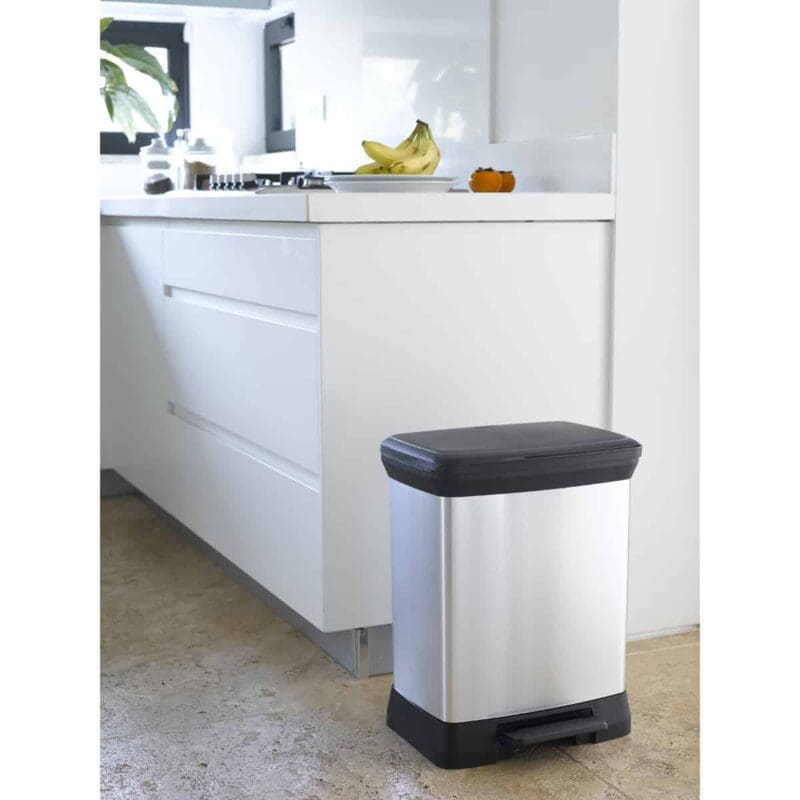 Rechthoekige pedaalemmer Decobin 30 liter zilver, zwart - VB 164009 - Afbeelding 3