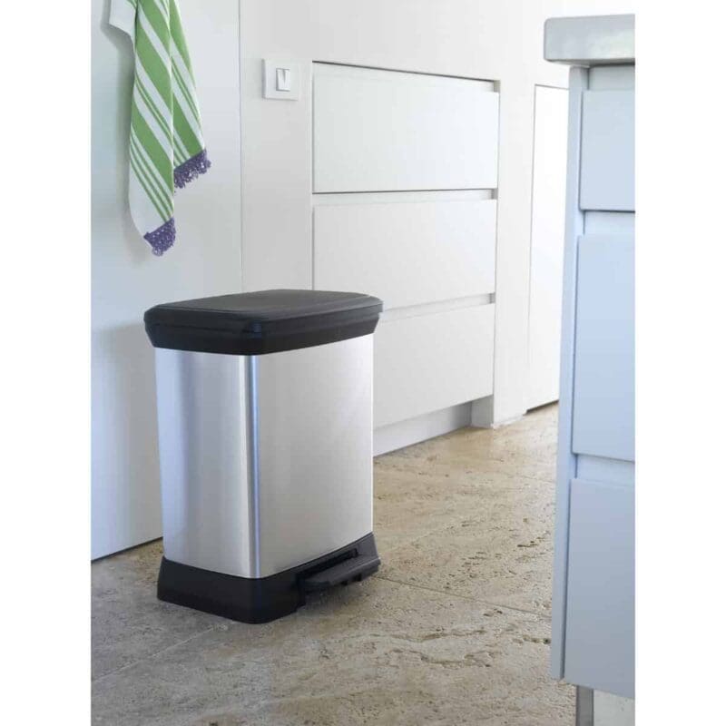 Rechthoekige pedaalemmer Decobin 30 liter zilver, zwart - VB 164009 - Afbeelding 4