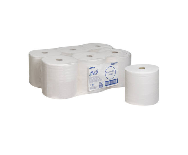 Scott® handdoekrol Performance Airflex® 1-laags wit 200mtr/20cm 6/pak - 6665