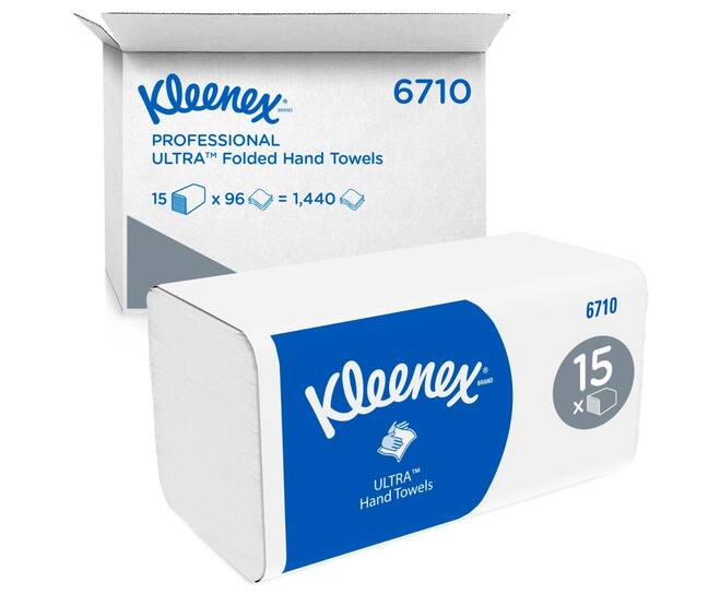 Kleenex® handdoek Ultra, I-vouw, 3-laags, wit, 31,5x21,5cm, 15x96st, 1.440st/doos - 6710