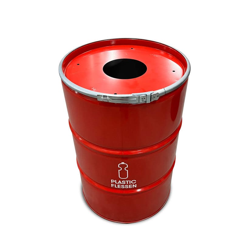 Afvalbak Plastic met inwerpopening 200 liter Rood - VB 649600