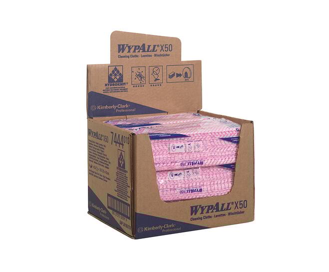 WypAll® sopdoek X50 Hydroknit® 1-laags rood 6x50st - 7444