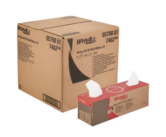 WypAll® poetsdoek L40 1-laags wit pop-up doos 9x90st- 7462
