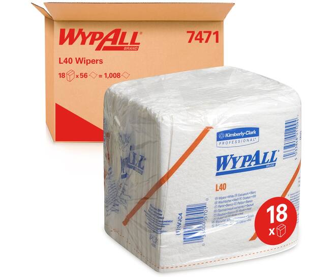 WypAll® poetsdoek L40 1-laags wit 18x56st - 7471