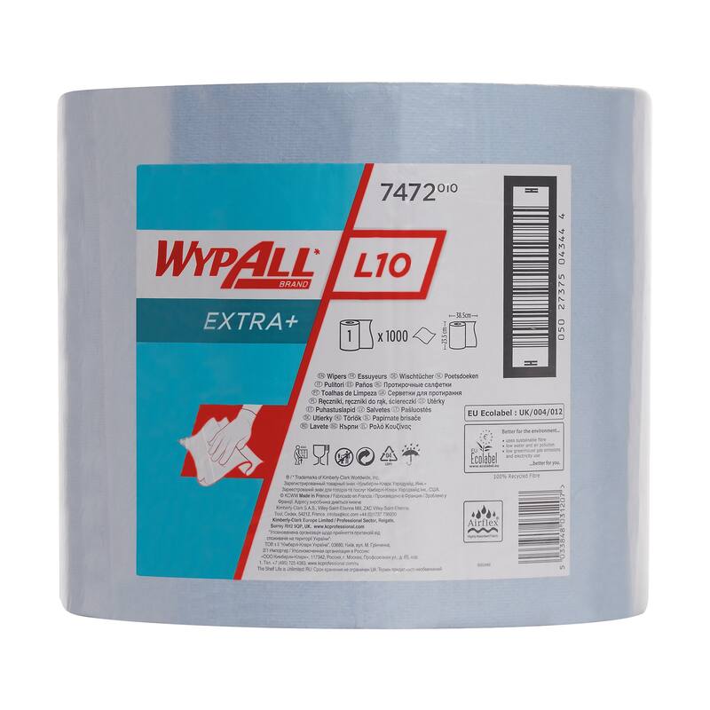 WypAll® poetsdoek L10 Extra+ Airflex™ 1-laags blauw embossed 1.000doek/rol - 7472