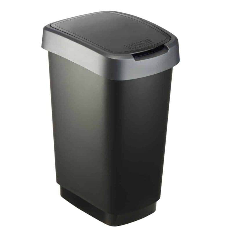 Afvalbak Twist 25 liter zwart, zilver - VB 135391