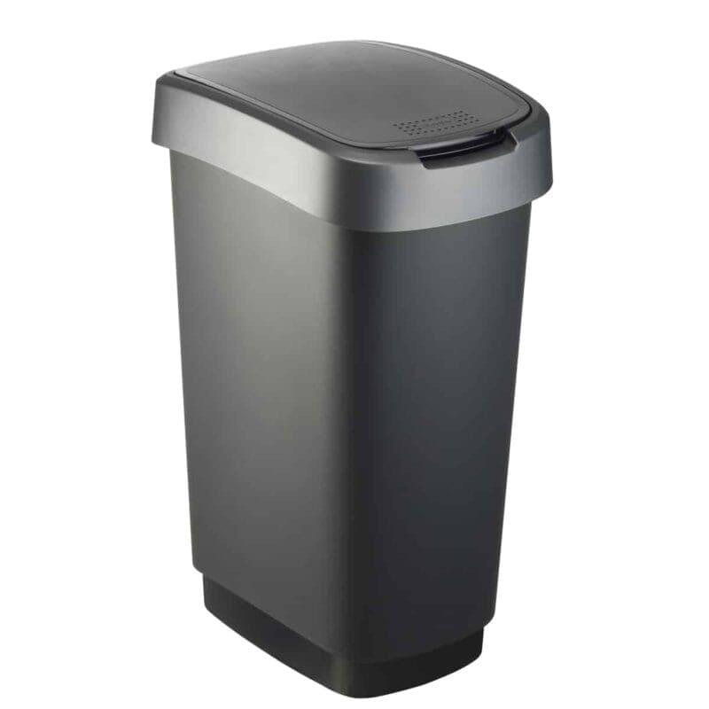 Afvalbak Twist 50 liter zwart, zilver - VB 135421