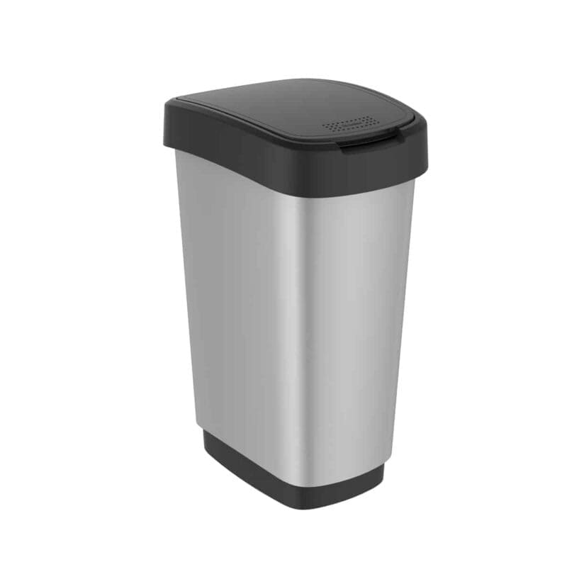 Afvalbak Twist 25 liter zilver, zwart - VB 146502