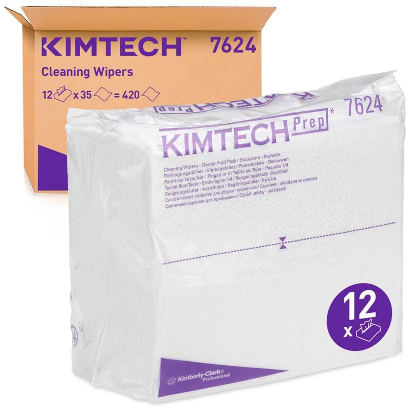 Kimtech Pure® sopdoek ¼-vouw wit 12x35st - 7624