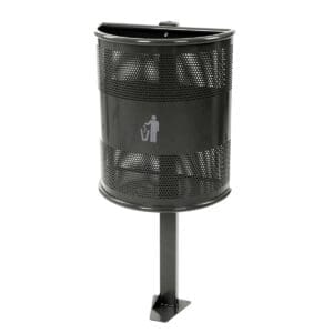 Afvalbak 35L op paal grafiet - VB 814000