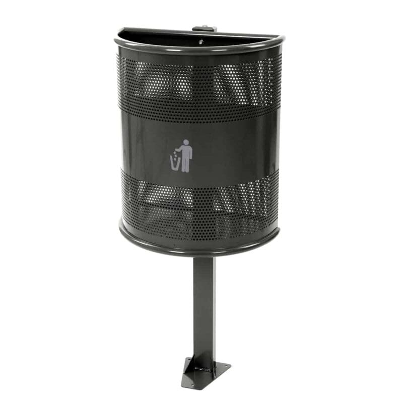 Afvalbak 35L op paal grafiet - VB 814000